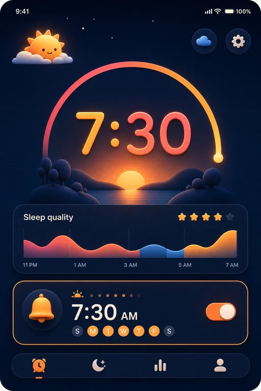 Écran d'un réveil avec suivi du sommeil