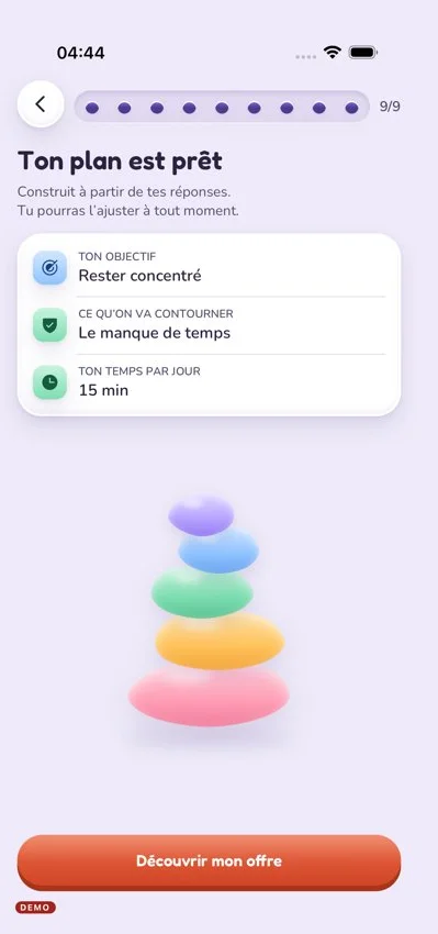 Plan personnalisé à la fin de l'onboarding